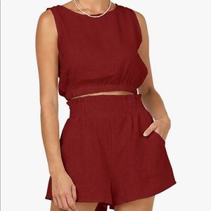 Eurivicy Crop Tank Top and High Waist Shorts 2pcs Set